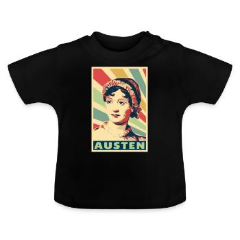 Jane Austen Vintage Colors - Baby Organic T-Shirt with Round Neck - black - Front
