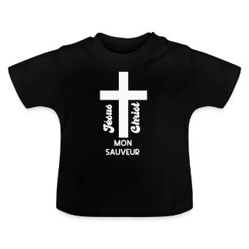 Jésus christ mon sauveur - T-shirt bio col rond Bébé - noir - Devant