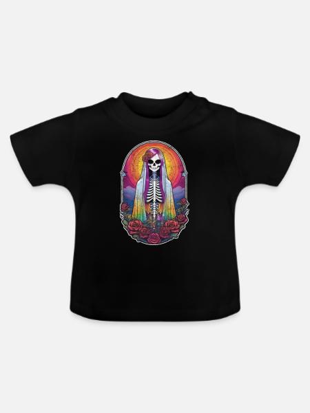 Halloween - Rock & Regenbogen - Baby Bio-T-Shirt mit Rundhals - Schwarz