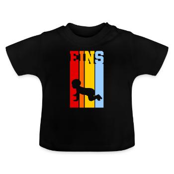 Ein Jahr alt - Eins - Baby - Alter - Babysprüche - Baby Bio-T-Shirt mit Rundhals - Schwarz - Vorne