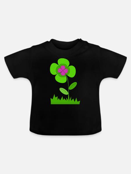 Glücksklee - Baby Bio-T-Shirt mit Rundhals - Schwarz