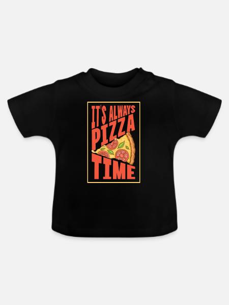It's always Pizza time - Baby Bio-T-Shirt mit Rundhals - Schwarz