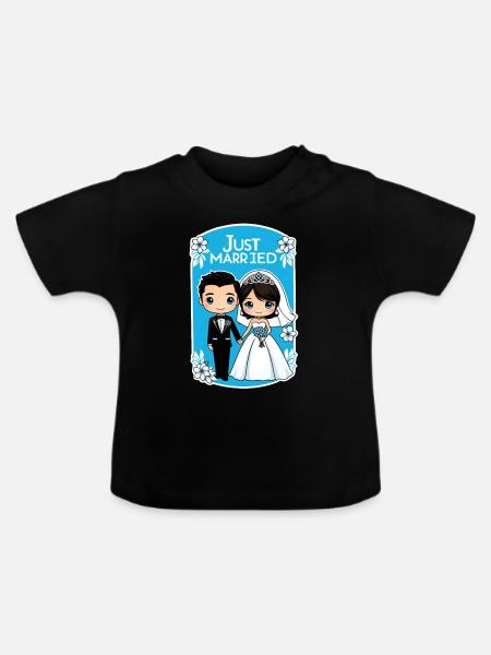 Just Married - Zur Hochzeit - Baby Bio-T-Shirt mit Rundhals - Schwarz