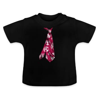 T-shirt printed necktie tree of life pattern. - Baby Organic T-Shirt with Round Neck - black - Front