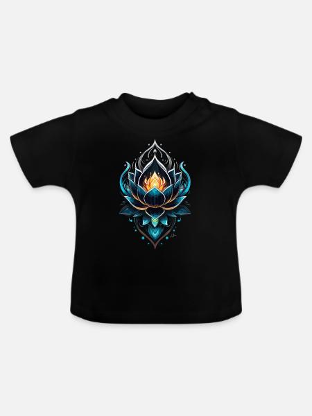 Fee Blauer Lotus - Baby Bio-T-Shirt mit Rundhals - Schwarz