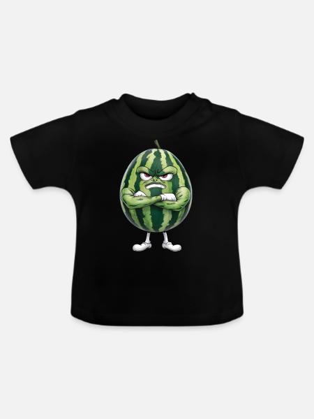 Wassermelone - Baby Bio-T-Shirt mit Rundhals - Schwarz