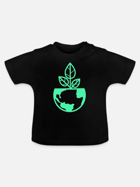 planet erde pflanze - Baby Bio-T-Shirt mit Rundhals - Schwarz