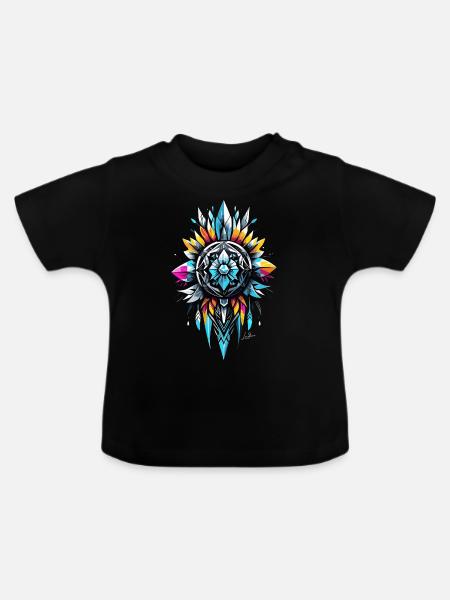 Geometrisches Stammessymbol - Baby Bio-T-Shirt mit Rundhals - Schwarz