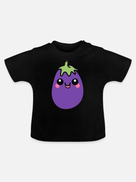 Aubergine - Baby Bio-T-Shirt mit Rundhals - Schwarz