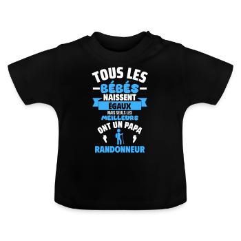 Bébé de Papa randonneur,randonnée,cadeau naissance - T-shirt bio col rond Bébé - noir - Devant