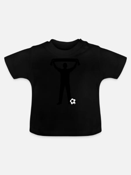 Fussball Fan Silhouette - Baby Bio-T-Shirt mit Rundhals - Schwarz