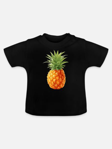 Ananas - Baby Bio-T-Shirt mit Rundhals - Schwarz