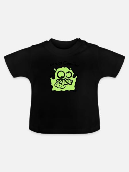 zu viel Gemüse - Baby Bio-T-Shirt mit Rundhals - Schwarz