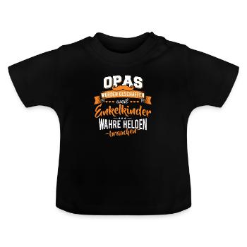 Opa Enkelkinder Helden Großvater - Baby Bio-T-Shirt mit Rundhals - Schwarz - Vorne