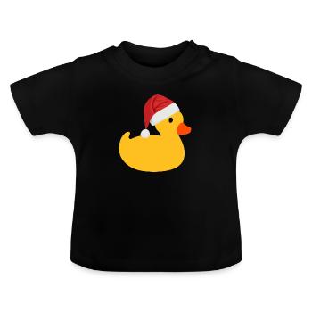 Quietscheente mit Nikolaus Mütze - Baby Bio-T-Shirt mit Rundhals - Schwarz - Vorne