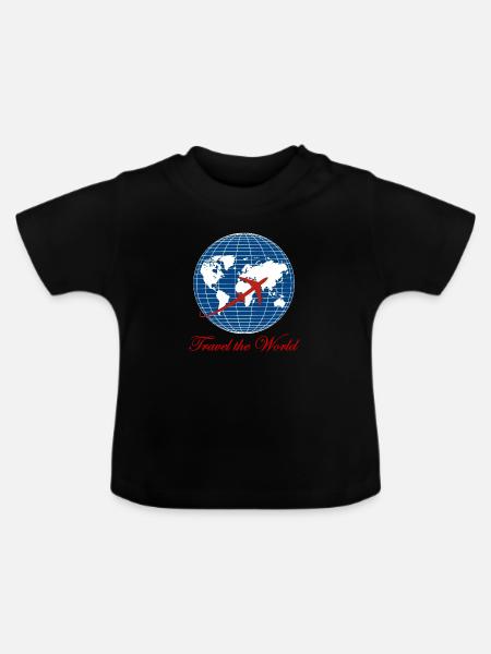 Reis de wereld rond - cadeau-idee voor reizigers - Baby biologisch T-shirt met ronde hals - zwart