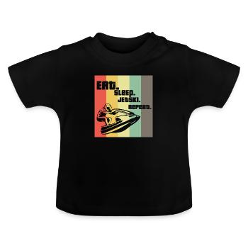Eat Sleep Jetski RepeatJet Ski Geschenk Retro - Baby Bio-T-Shirt mit Rundhals - Schwarz - Vorne