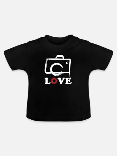 Love Photography - Baby Bio-T-Shirt mit Rundhals - Schwarz