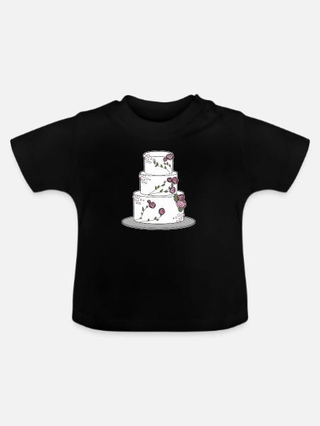 Hochzeitstorte - Baby Bio-T-Shirt mit Rundhals - Schwarz