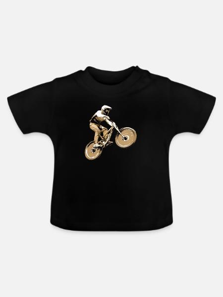Mountainbiken bergab - Baby Bio-T-Shirt mit Rundhals - Schwarz