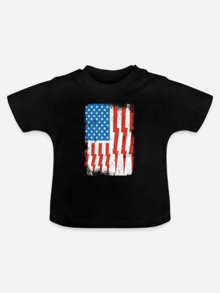 Elektriker US Flagge - Baby Bio-T-Shirt mit Rundhals - Schwarz
