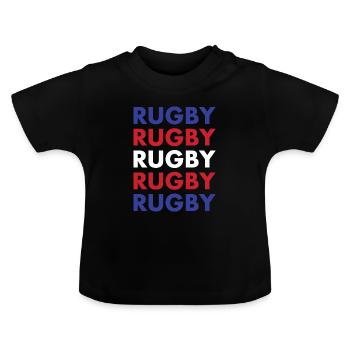 Rugby Rugby Rugby Rugby Rugby New Zealand Rugby - Baby Bio-T-Shirt mit Rundhals - Schwarz - Vorne