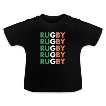 Rugby Rugby Rugby Rugby Rugby Ireland Rugby - Baby Bio-T-Shirt mit Rundhals - Schwarz - Vorne