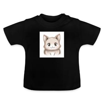 Chat dessiné - T-shirt bio col rond Bébé - noir - Devant