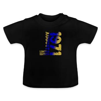 1971 August Limited Edition 52. Geburtstag Outfit - Baby Bio-T-Shirt mit Rundhals - Schwarz - Vorne