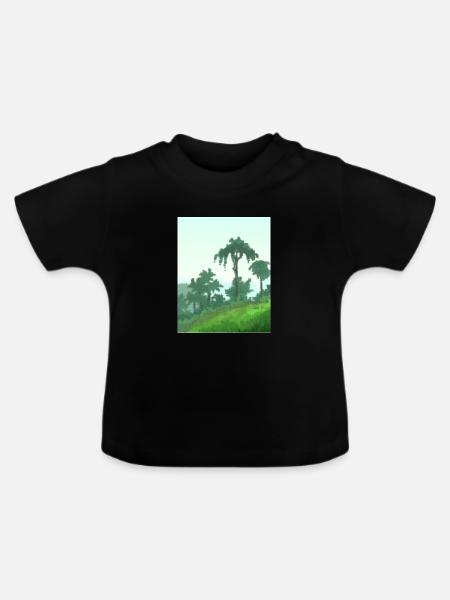 Palmen auf Leinwand - Baby Bio-T-Shirt mit Rundhals - Schwarz