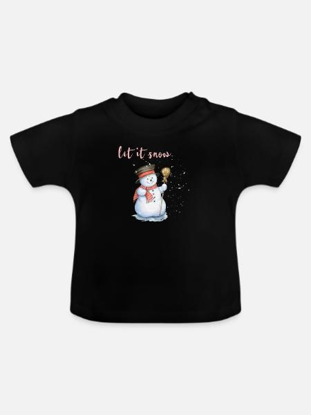 let it snow - Baby Bio-T-Shirt mit Rundhals - Schwarz