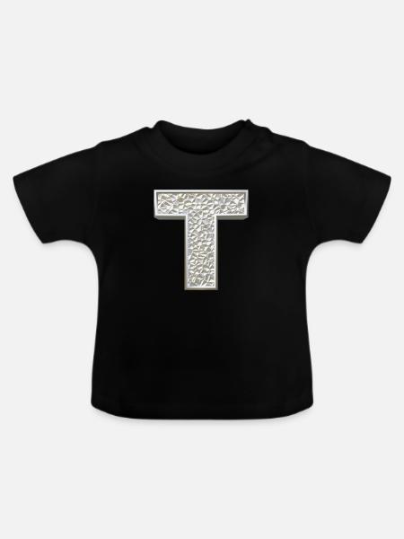 T, letter, initial, monogram, - Baby Bio-T-Shirt mit Rundhals - Schwarz