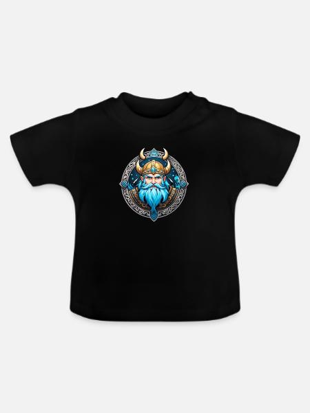 Wikinger Odin Thor Walhalla - Baby Bio-T-Shirt mit Rundhals - Schwarz