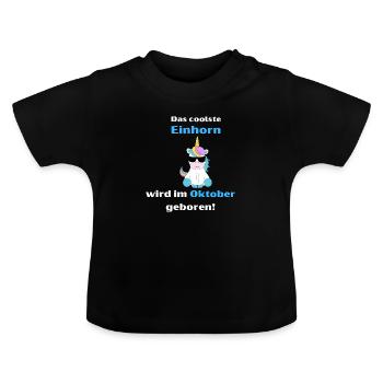 Einhorn - Baby Bio-T-Shirt mit Rundhals - Schwarz - Vorne