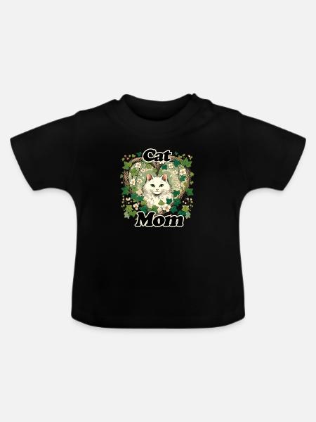 Katzen-Mama - Baby Bio-T-Shirt mit Rundhals - Schwarz