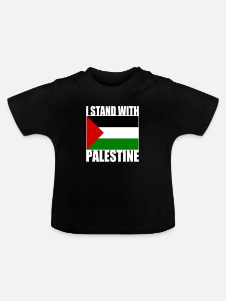 I stand with palestine - Baby Bio-T-Shirt mit Rundhals - Schwarz