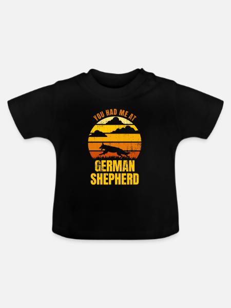 Du hattest mich bei Schäferhund - Baby Bio-T-Shirt mit Rundhals - Schwarz