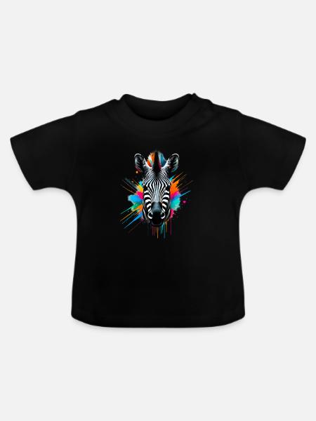 Zebra - Baby Bio-T-Shirt mit Rundhals - Schwarz