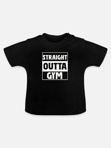 Straight Outta Gym - Baby Bio-T-Shirt mit Rundhals - Schwarz