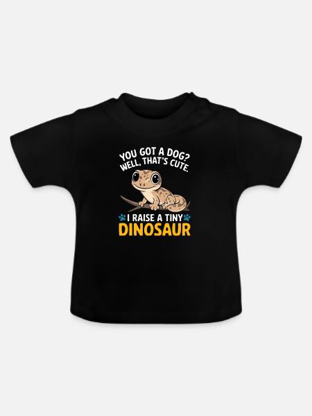 Lustige winzige Dinosaurier-Eidechse - Baby Bio-T-Shirt mit Rundhals - Schwarz