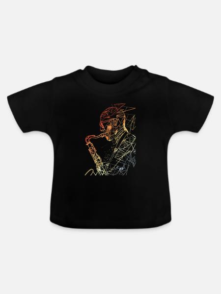 Saxophonist Retro - Baby Bio-T-Shirt mit Rundhals - Schwarz