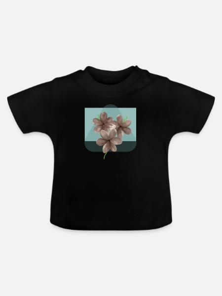 blumige Blumenblüte - Baby Bio-T-Shirt mit Rundhals - Schwarz