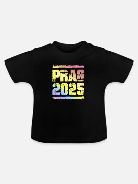 Prag 2025 Bunt - Baby Bio-T-Shirt mit Rundhals - Schwarz