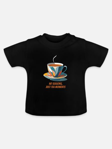 Bunte Teetasse mit Schriftzug - Baby Bio-T-Shirt mit Rundhals - Schwarz