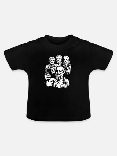 Altgriechische Philosophen Selfie - Baby Bio-T-Shirt mit Rundhals - Schwarz