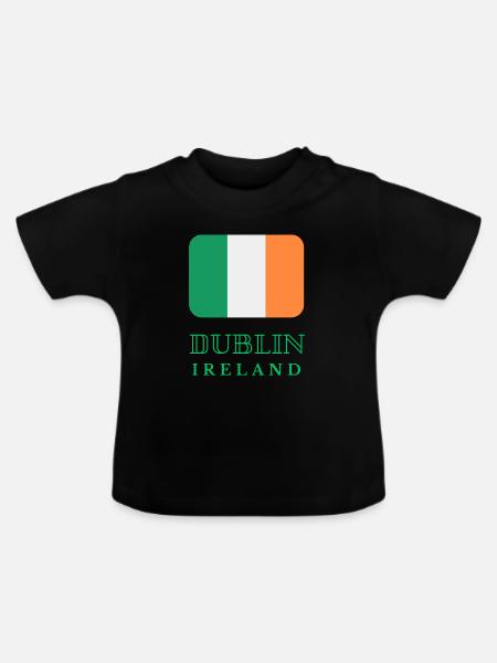 Dublin Flag City Pride - Baby Bio-T-Shirt mit Rundhals - Schwarz