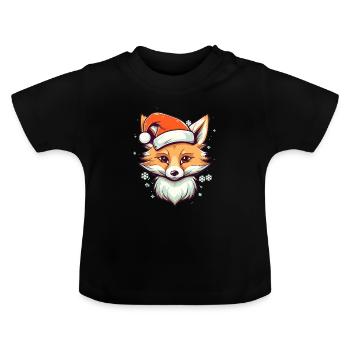 Renard Noël Noë - T-shirt bio col rond Bébé - noir - Devant