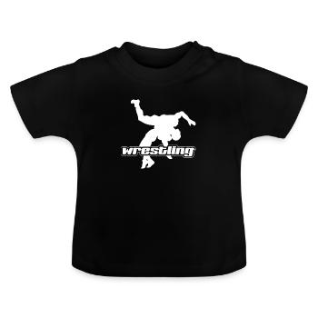 lutteur - T-shirt bio col rond Bébé - noir - Devant