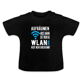 Wlan Signal Aufräumen - Baby Bio-T-Shirt mit Rundhals - Schwarz - Vorne