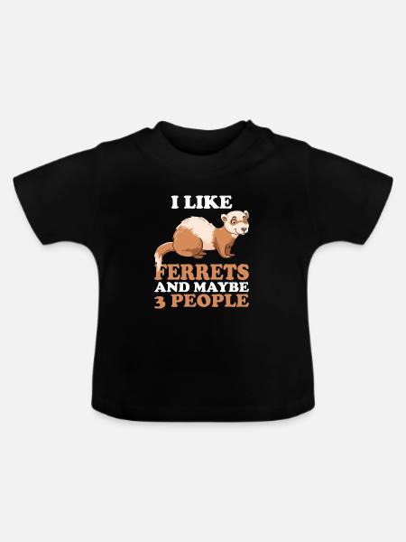 Frettchen Ich Mag Frettchen - Baby Bio-T-Shirt mit Rundhals - Schwarz